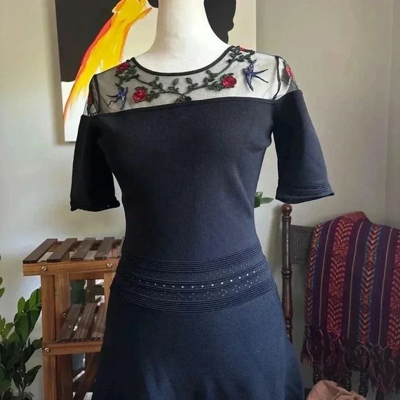 Sandro Paris Crew Neck Mini Floral and Bird Embroidered - Picture 6 of 11